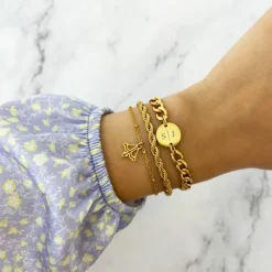 Finaste Schakelarmband gedraaid goudkleurig Best