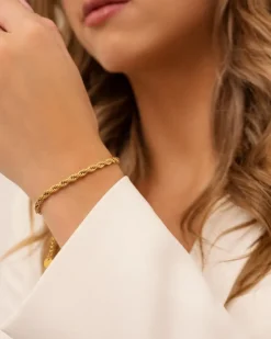 Finaste Schakelarmband gedraaid goudkleurig Best