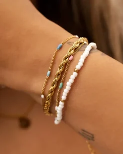 Finaste Schakelarmband gedraaid goudkleurig Best