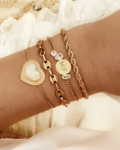 Finaste Schakelarmband gedraaid goudkleurig Best