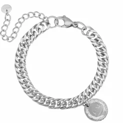 Finaste Schakelarmband graveerbare munt Clearance