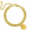 Finaste Schakelarmband graveerbare munt kleur goud Clearance