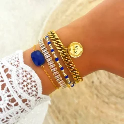 Finaste Schakelarmband graveerbare munt kleur goud Clearance