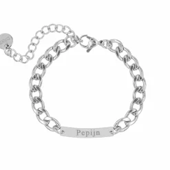 Finaste Schakelarmband mannen met naam zilverkleurig New