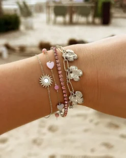 Finaste Schakelarmband met bloemetjes Clearance