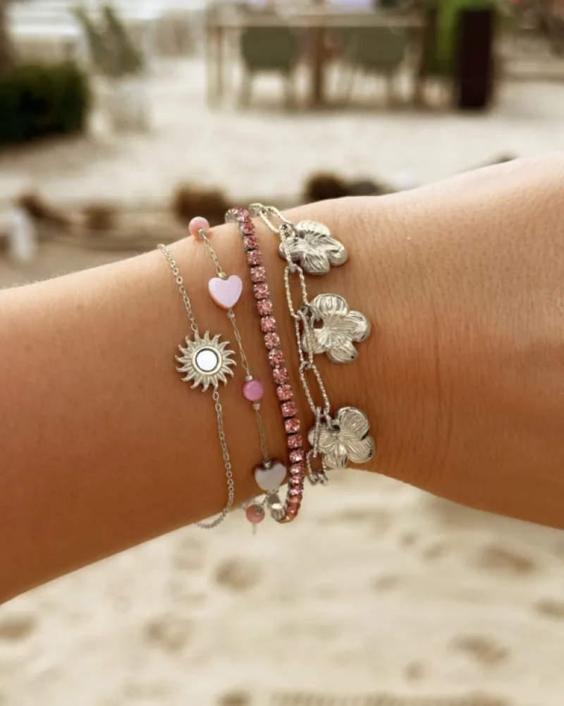 Finaste Schakelarmband met bloemetjes Clearance