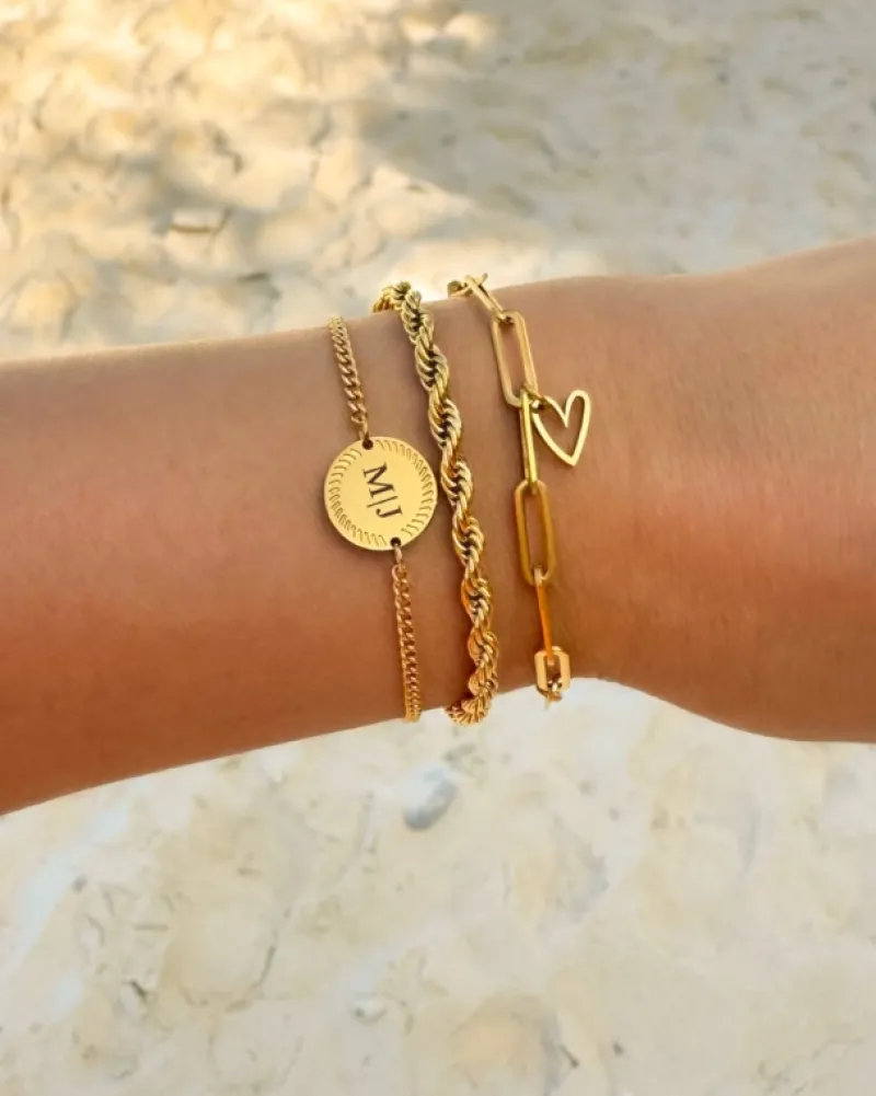 Finaste Schakelarmband met hartje goudkleurig Discount