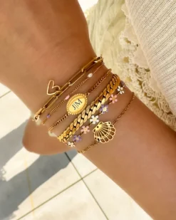 Finaste Schakelarmband met hartje goudkleurig Discount