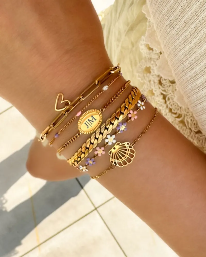 Finaste Schakelarmband met hartje goudkleurig Discount