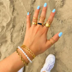 Finaste Schakelarmband mix goud kleurig Fashion