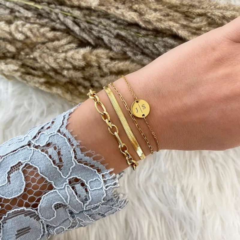 Finaste Schakelarmband mix goud kleurig Fashion