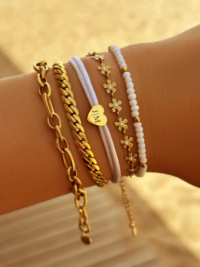 Finaste Schakelarmband mix goud kleurig Fashion