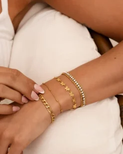 Finaste Schakelarmband Mixed Chain Goud Kleurig Discount
