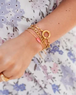 Finaste Schakelarmband Mixed Chain Goud Kleurig Discount