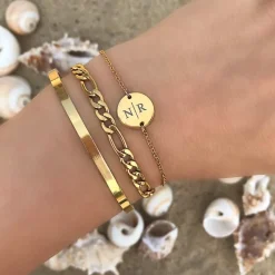 Finaste Schakelarmband Mixed Chain Goud Kleurig Discount