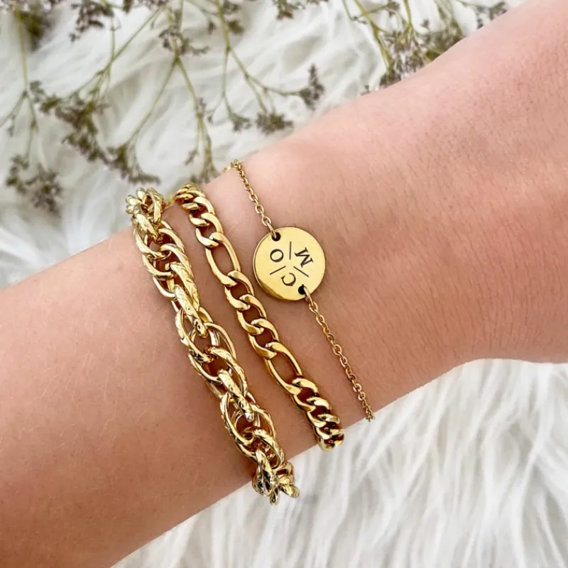 Finaste Schakelarmband Mixed Chain Goud Kleurig Discount