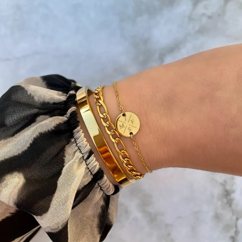 Finaste Schakelarmband Mixed Chain Goud Kleurig Discount
