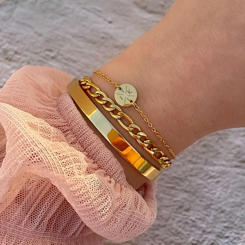 Finaste Schakelarmband Mixed Chain Goud Kleurig Discount