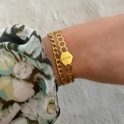 Finaste Schakelarmband Mixed Chain Goud Kleurig Discount