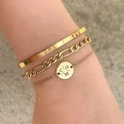 Finaste Schakelarmband Mixed Chain Goud Kleurig Discount