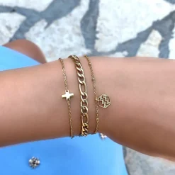 Finaste Schakelarmband Mixed Chain Goud Kleurig Discount