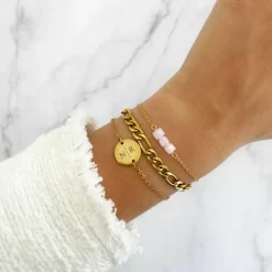 Finaste Schakelarmband Mixed Chain Goud Kleurig Discount