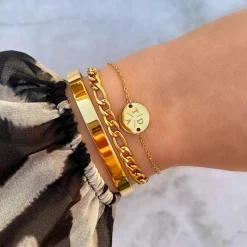 Finaste Schakelarmband Mixed Chain Goud Kleurig Discount