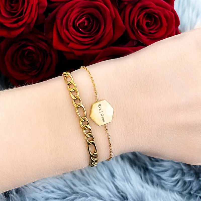 Finaste Schakelarmband Mixed Chain Goud Kleurig Discount
