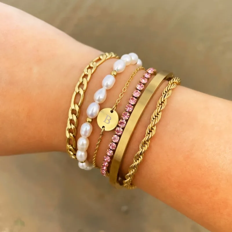 Finaste Schakelarmband Mixed Chain Goud Kleurig Discount