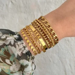 Finaste Schakelarmband Mixed Chain Goud Kleurig Discount