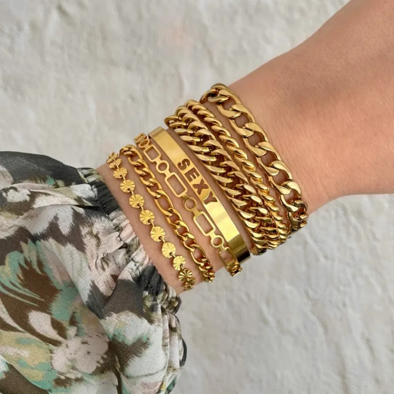 Finaste Schakelarmband Mixed Chain Goud Kleurig Discount
