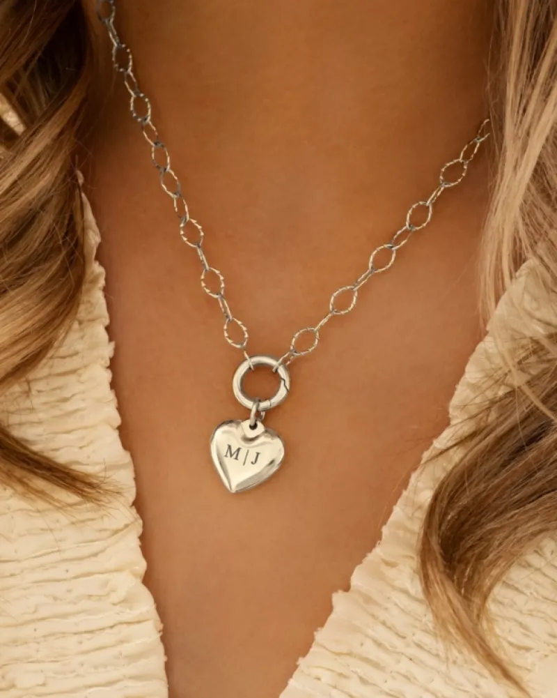 Finaste Schakelketting graveerbaar hartje Sale