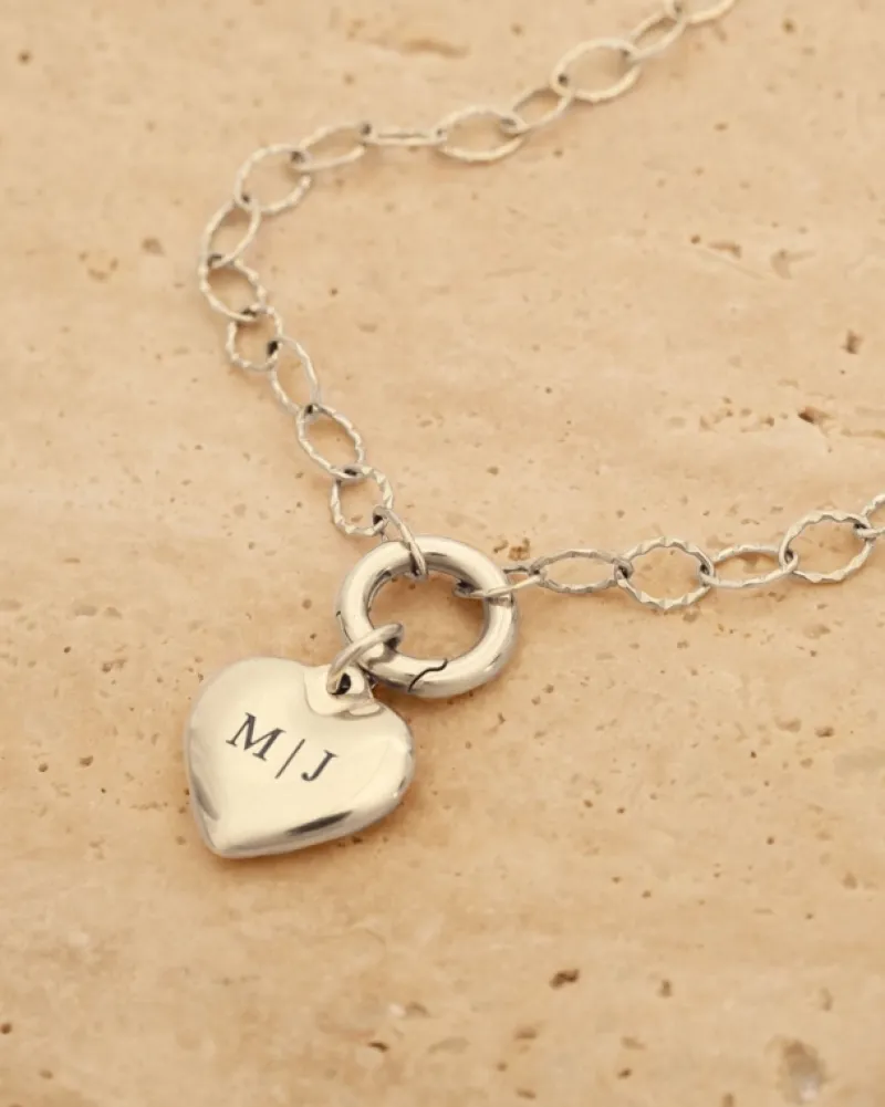 Finaste Schakelketting graveerbaar hartje Sale
