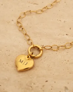 Finaste Schakelketting graveerbaar hartje goudkleurig Clearance