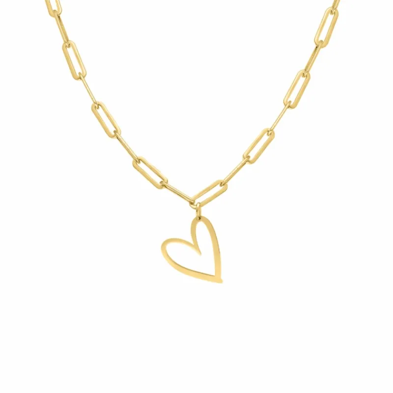Finaste Schakelketting met hartje goudkleurig Hot
