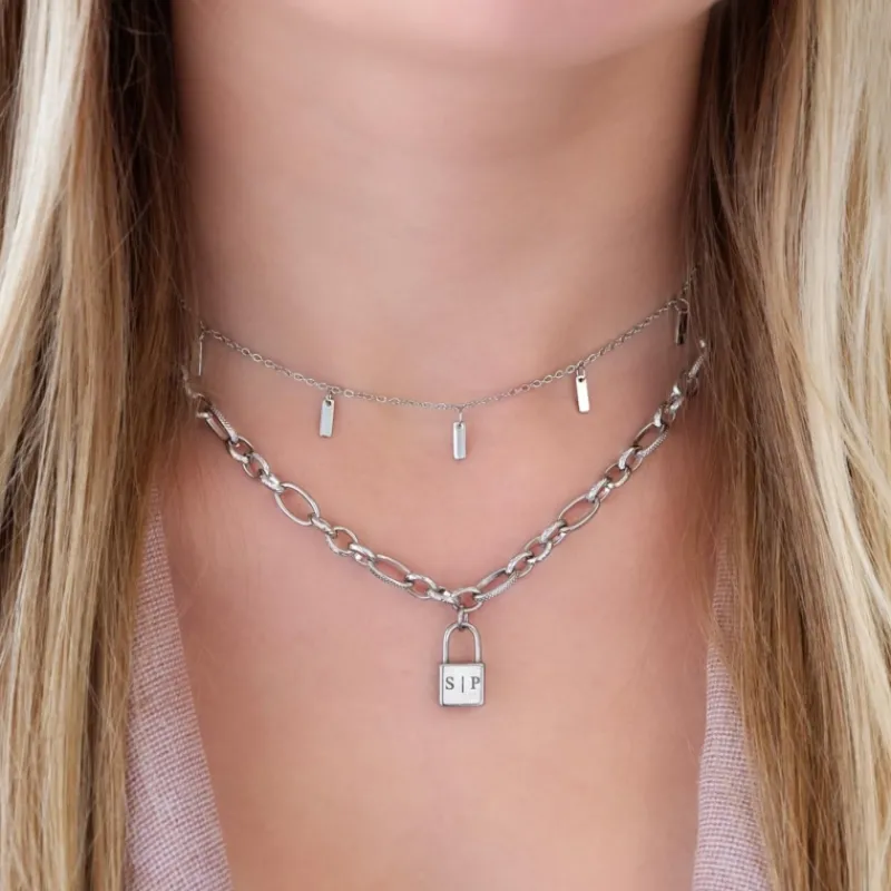 Finaste Schakelketting met Slotje Graveren Sale