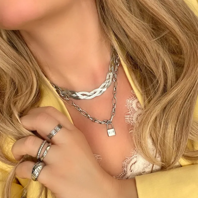 Finaste Schakelketting met Slotje Graveren Sale
