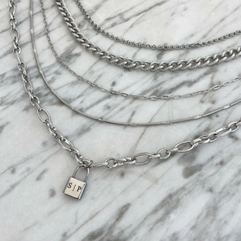 Finaste Schakelketting met Slotje Graveren Sale