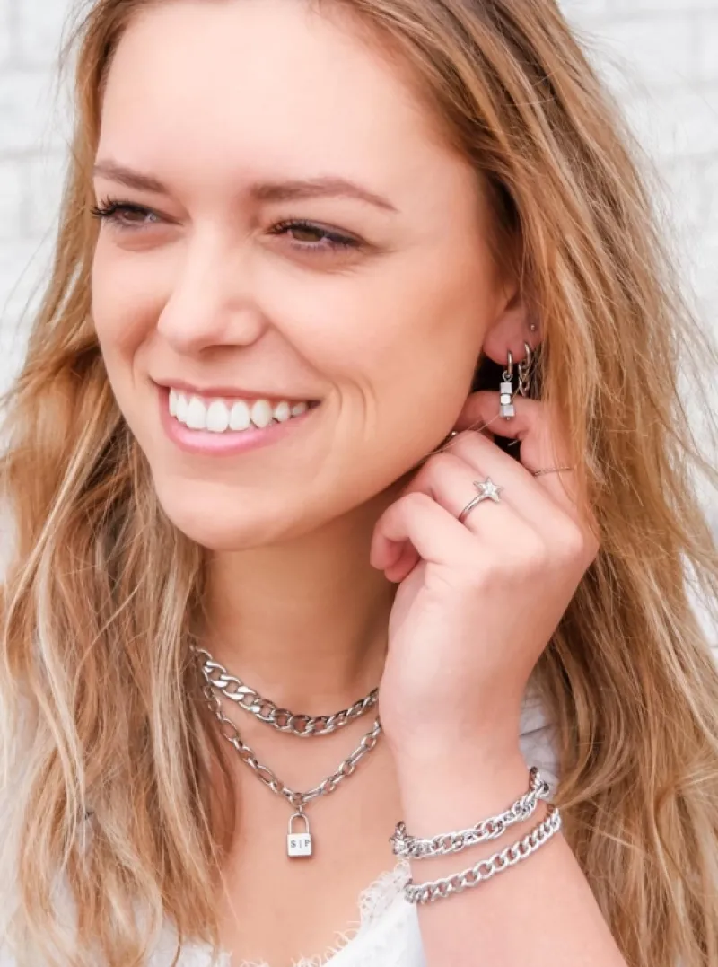 Finaste Schakelketting met Slotje Graveren Sale