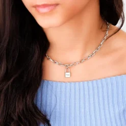 Finaste Schakelketting met Slotje Graveren Sale