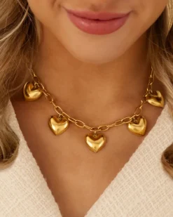 Finaste Schakelketting statement hearts goudkleurig Online