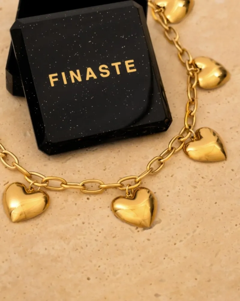 Finaste Schakelketting statement hearts goudkleurig Online