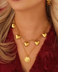 Finaste Schakelketting statement hearts goudkleurig Online