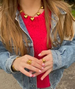 Finaste Schakelketting statement hearts goudkleurig Online