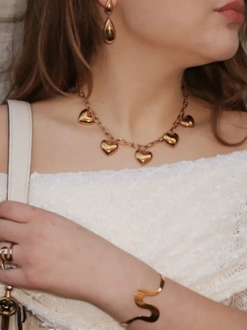 Finaste Schakelketting statement hearts goudkleurig Online