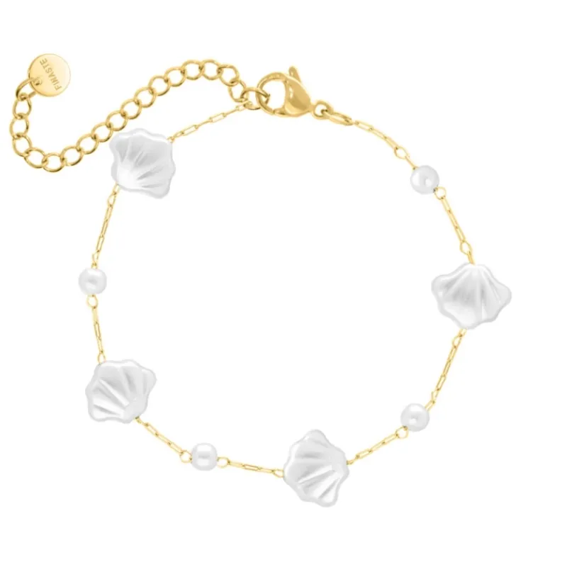 Finaste Schelpen armband met parels goudkleurig Discount