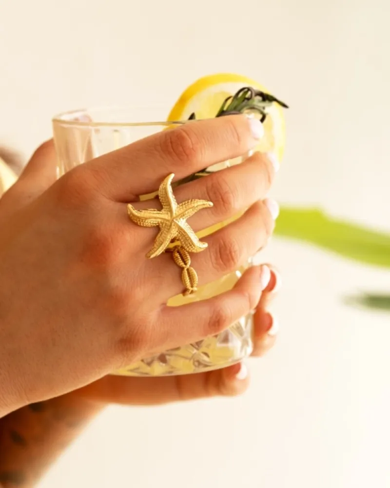 Finaste Schelpen ring goudkleurig Fashion
