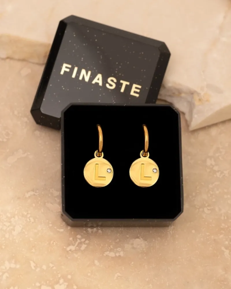 Finaste Shiny initial oorbellen goudkleurig Outlet