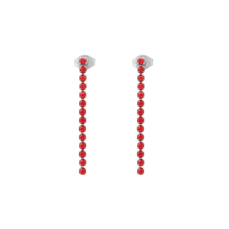 Finaste Shiny Red Tennis Earrings Outlet