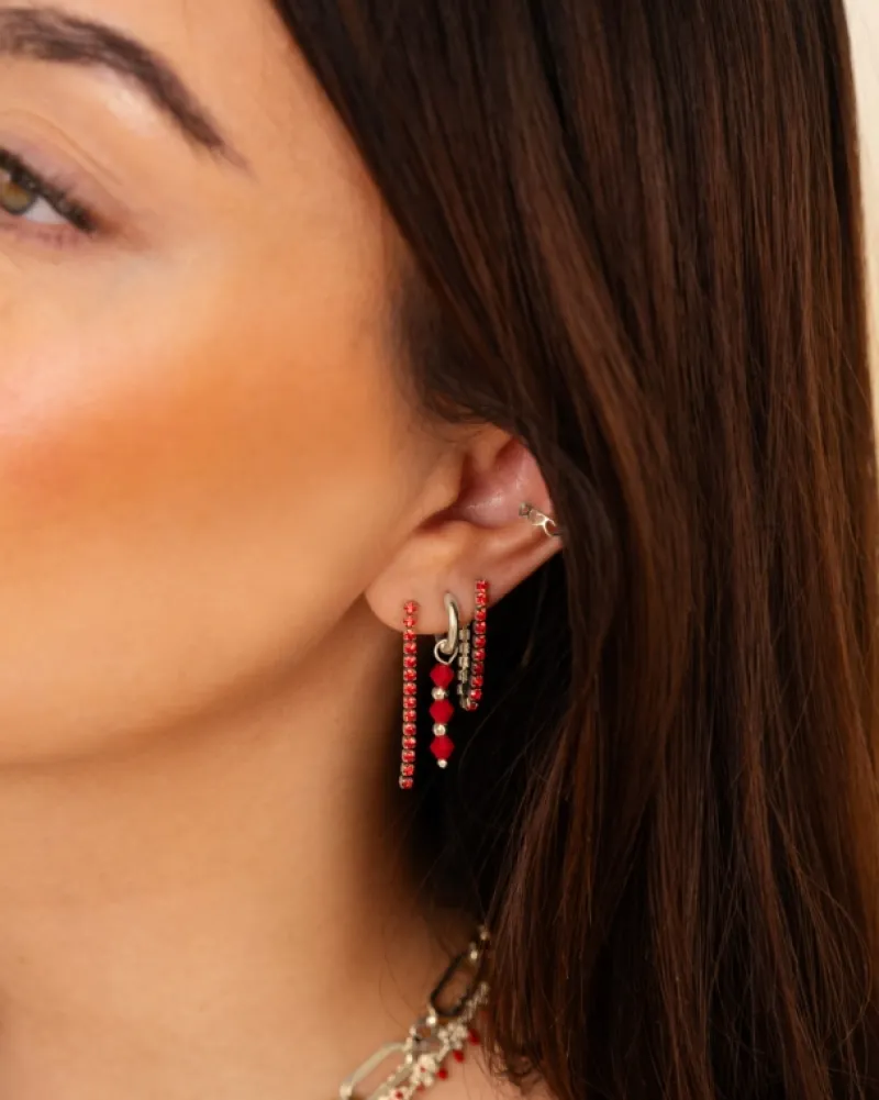 Finaste Shiny Red Tennis Earrings Outlet